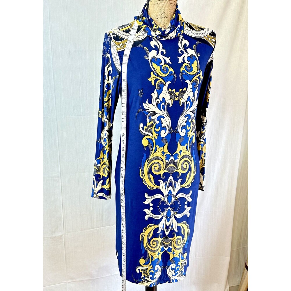 ANALILI Women's Blue Paisley Bodycon Long Sleeve Turtleneck Dress SZ M NWT - Picture 3 of 16